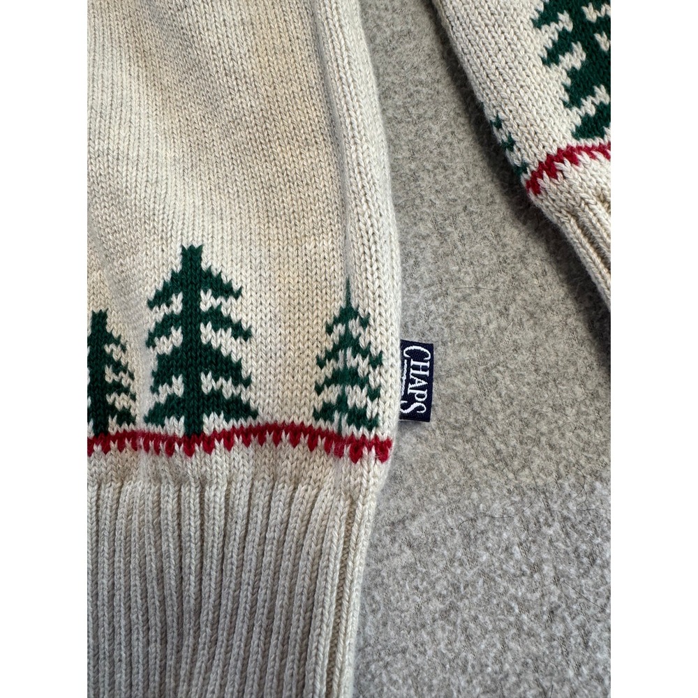 Chaps Christmas Sweater Mens L Oatmeal Heather New Red Truck Holiday Fair Isle - Picture 4 of 12